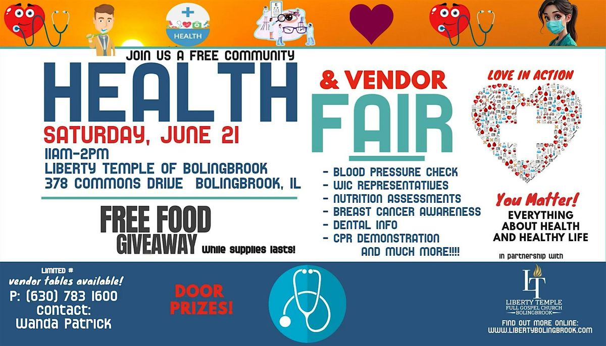 Annual Health & Vendor Fair, 22 June | Event in Bolingbrook | AllEvents