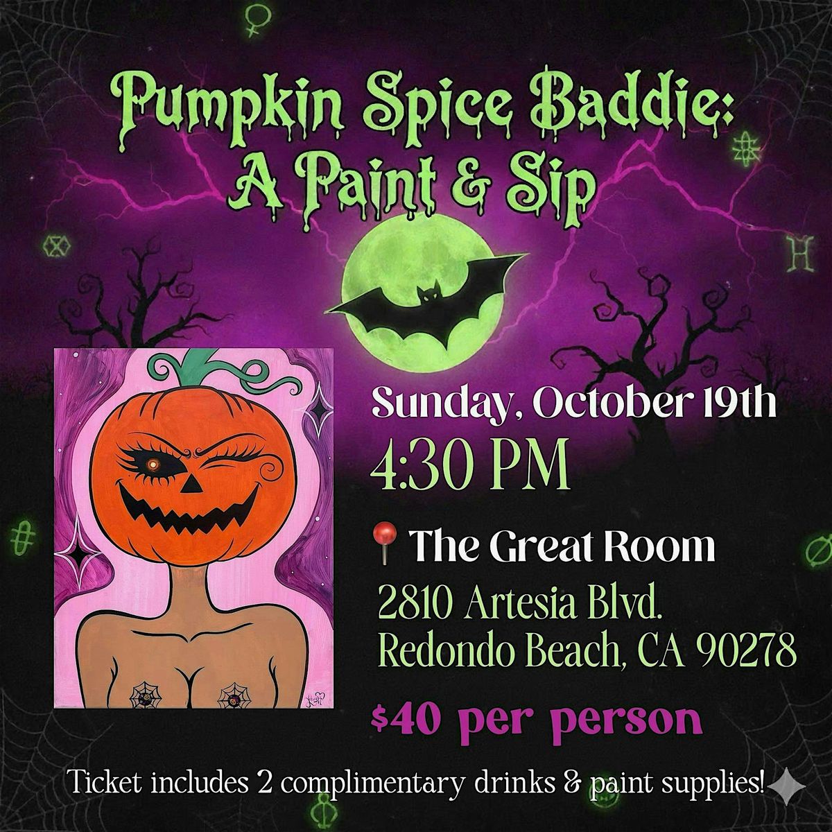 Pumpkin Spice Baddie: A Paint & Sip, 19 October | Event in Redondo Beach | AllEvents