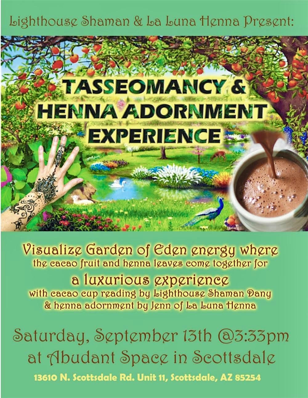 Tasseomancy & Henna Adornment Fall Equinox, 13 September | Event in Scottsdale | AllEvents