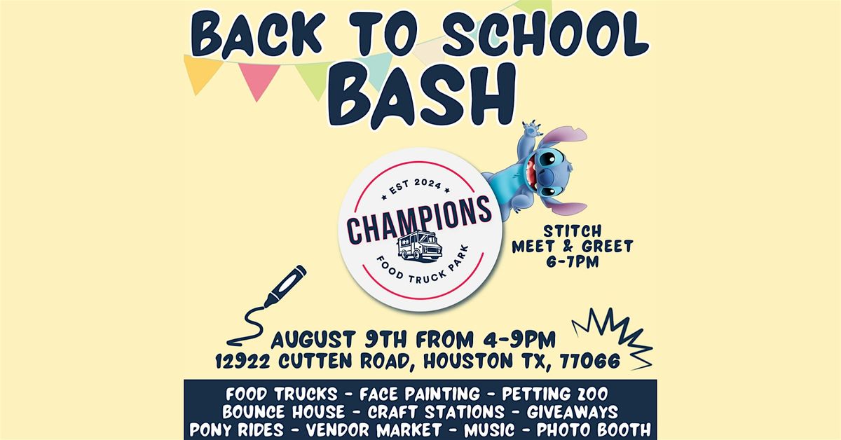 Back To School Bash with Petting Zoo, Vendor Market and Food Trucks, 9 August | Event in Houston | AllEvents