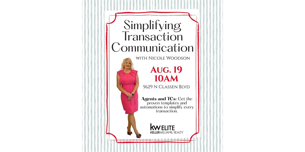Simplifying Transaction Communication, 19 August | Event in Oklahoma City | AllEvents