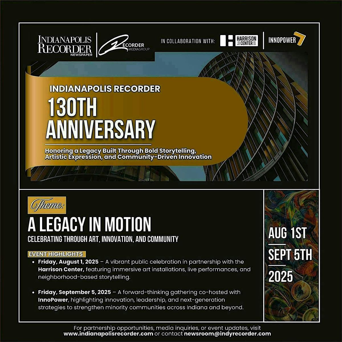 September 2025: The Indianapolis Recorder's 130 Year Celebration, 5 September | Event in Indianapolis | AllEvents