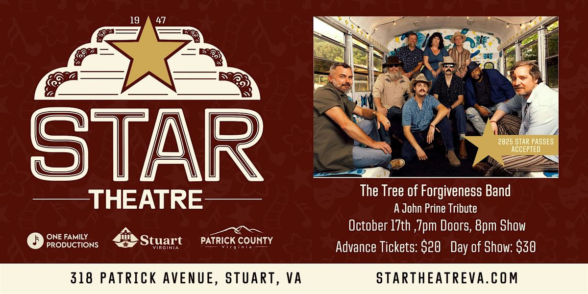 The Tree of Forgiveness Band: A John Prine Tribute @ The Star Theatre, 17 October | Event in Stuart | AllEvents