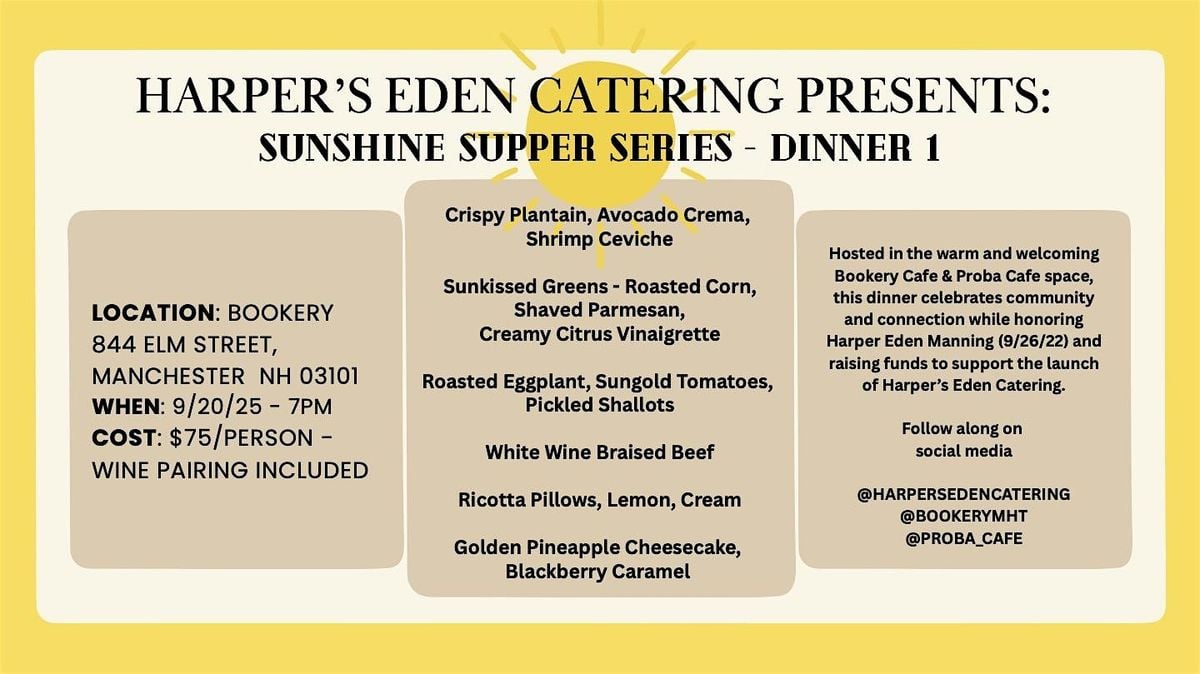 Sunshine Supper Series, 20 September | Event in Manchester | AllEvents