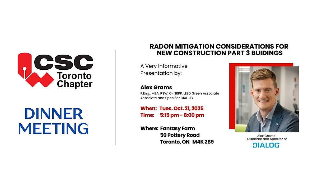 CSC Toronto's October 21, 2025 Dinner Meeting & Presentation, 21 October | Event in Toronto | AllEvents