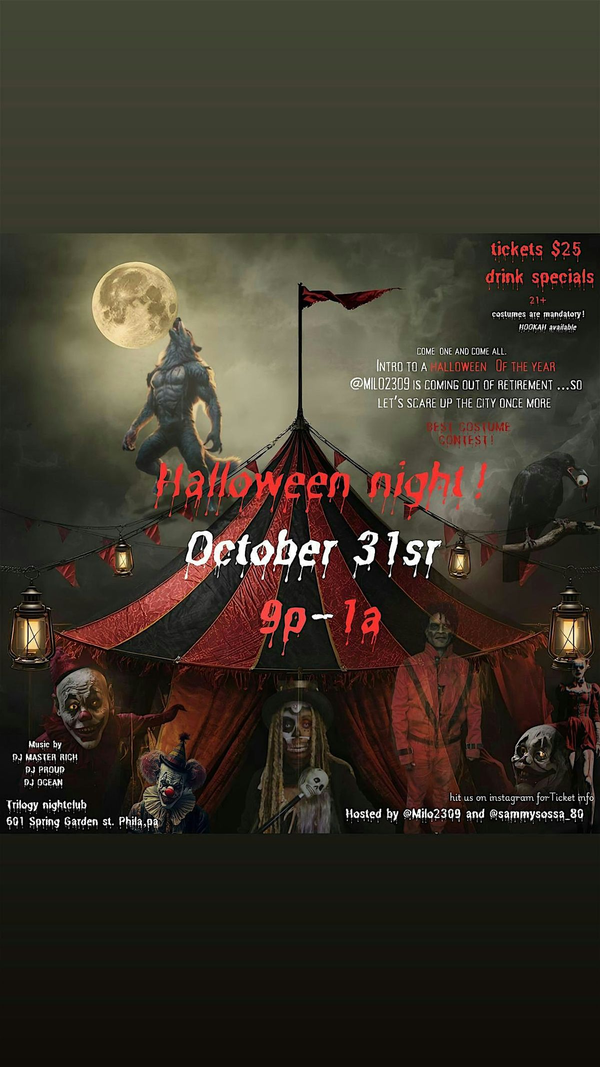 The midnight circus Halloween party, 31 October | Event in Philadelphia | AllEvents