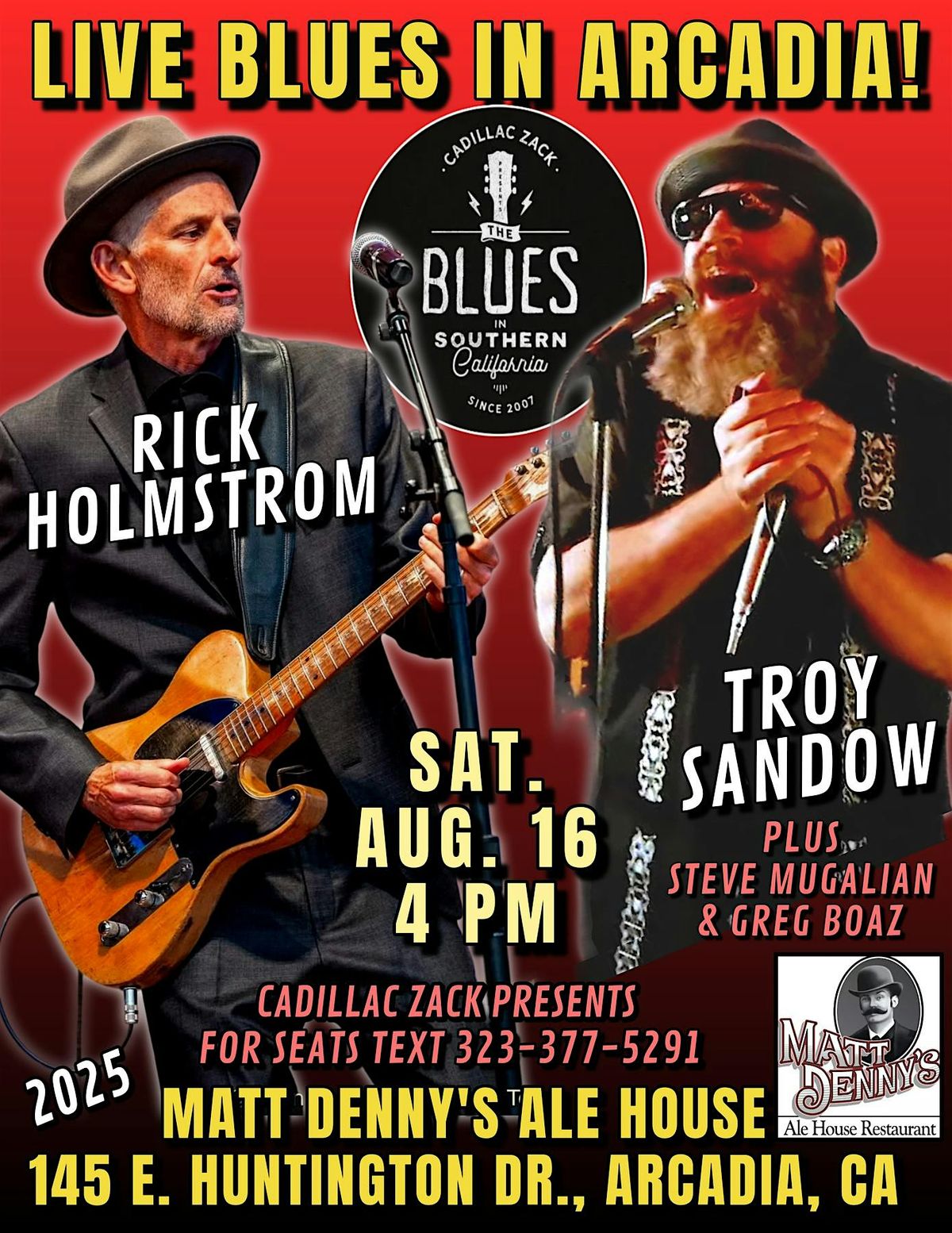 RICK HOLMSTROM & TROY SANDOW - Blues Guitar & Harmonica Greats- in Arcadia! | Event in Arcadia | AllEvents