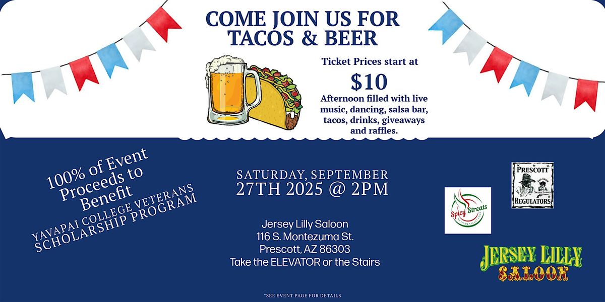Tacos & Beer Charity Event for Veterans 2025, 27 September | Event in Prescott | AllEvents