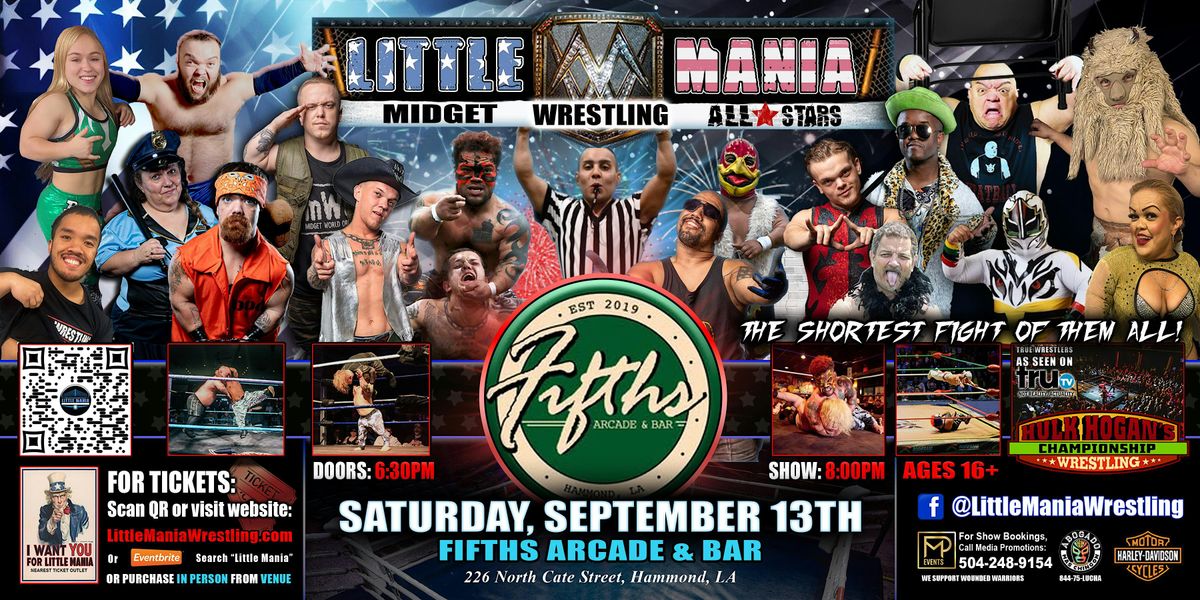 Hammond, LA - Little Mania Midget Wrestling @Fifths Arcade & Bar, 13 September | Event in Hamburg | AllEvents