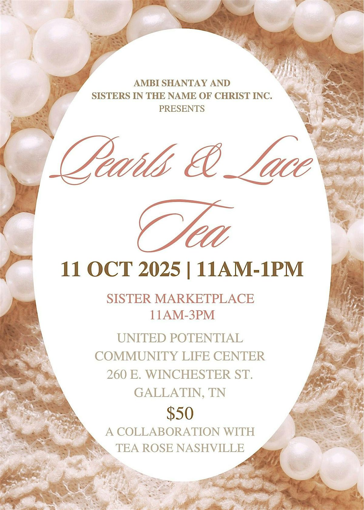 Pearls and Lace Tea, 11 October | Event in Gallatin | AllEvents