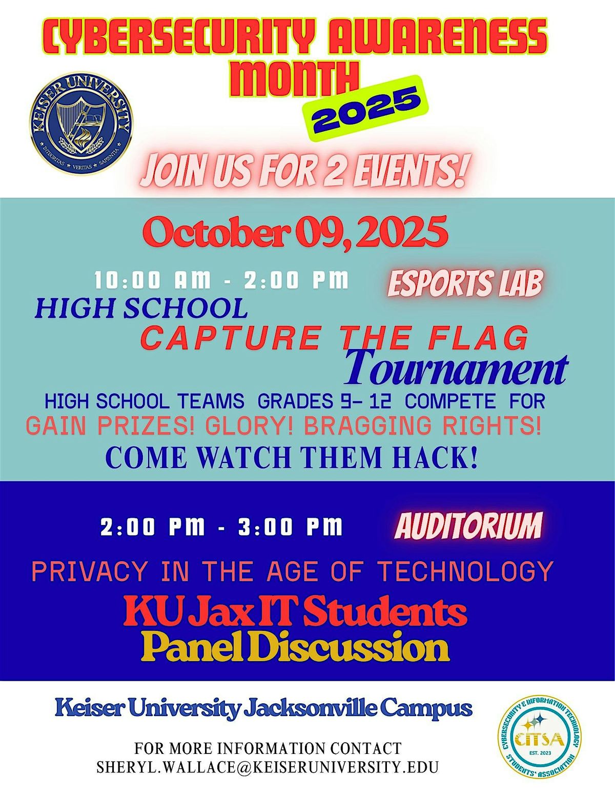 Keiser University CITSA   CTF Tournament & Student Panel, 9 October | Event in Jacksonville | AllEvents