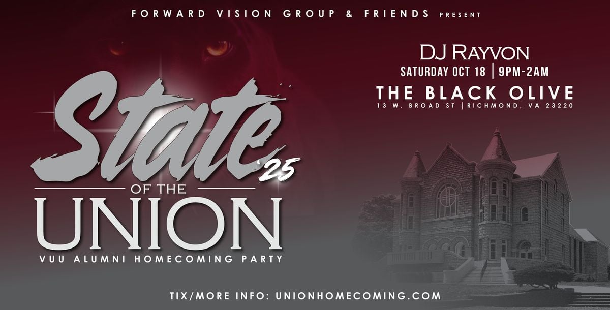 State of the UNION HOMECOMING Alumni Party | Sat. 10/18 | @ The Black Olive, 18 October | Event in Richmond