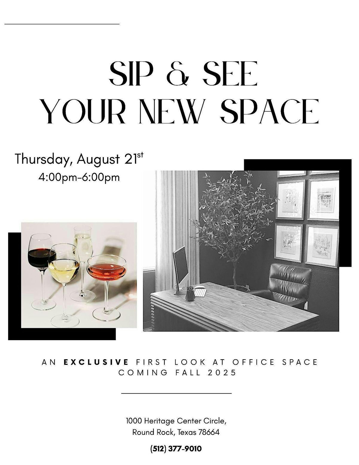 Sip & See Your New Space, 21 August | Event in Round Rock | AllEvents