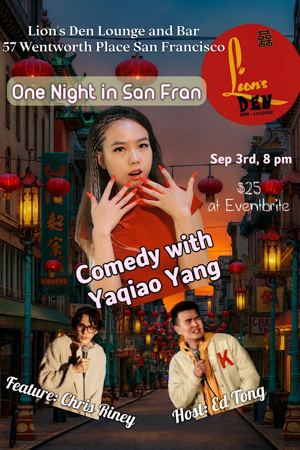 One night in San Fran, Comedy with Yaqiao Yang, 3 September | Event in San Francisco | AllEvents