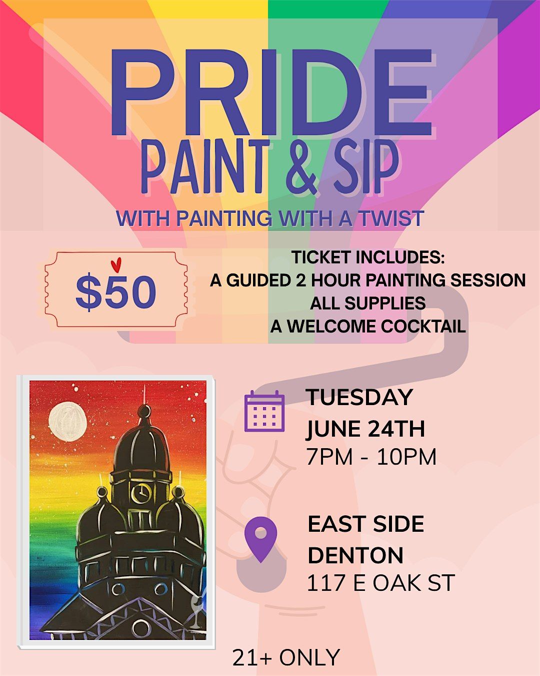 Pride Paint & Sip, 24 June | Event in Denton | AllEvents