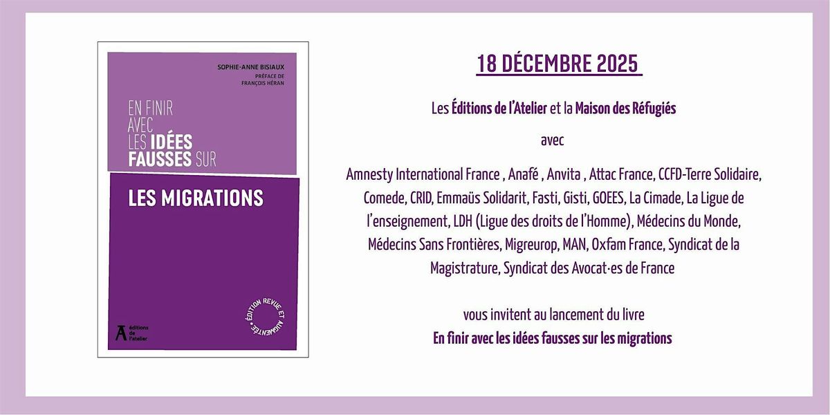 En finir avec les idées fausses sur les migrations, 18 December | Event in Paris | AllEvents