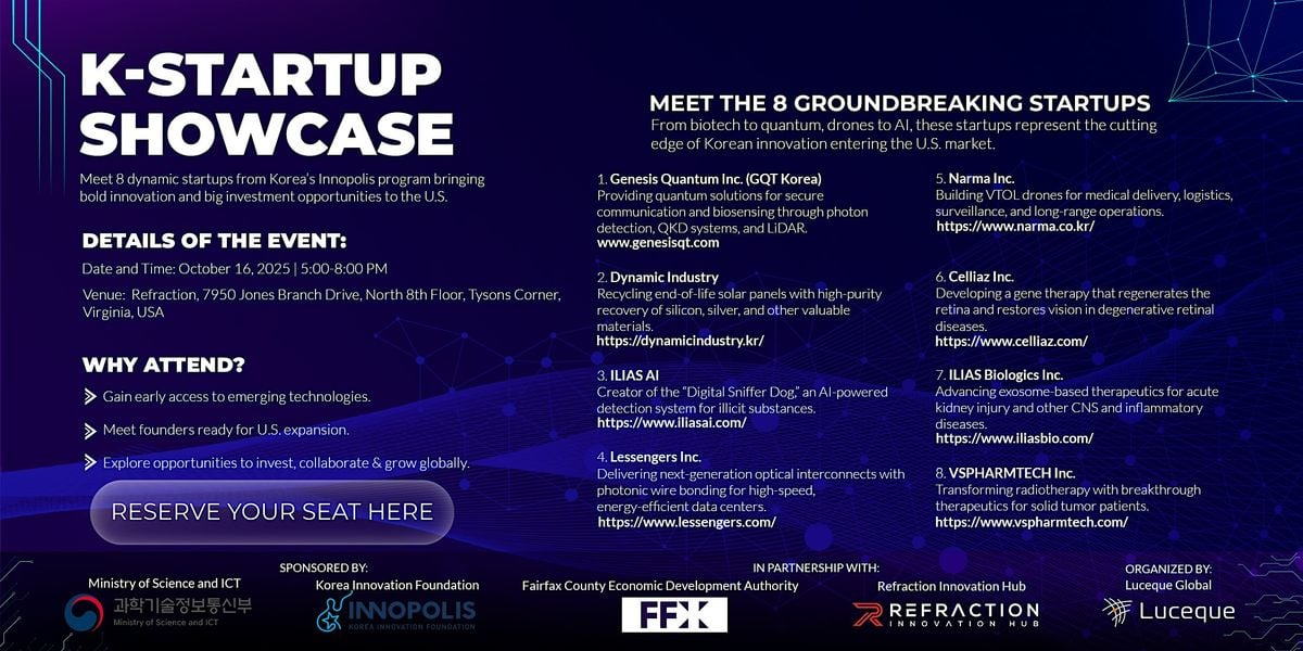 K- Startup Showcase 2025, 16 October | Event in | McLean | AllEvents