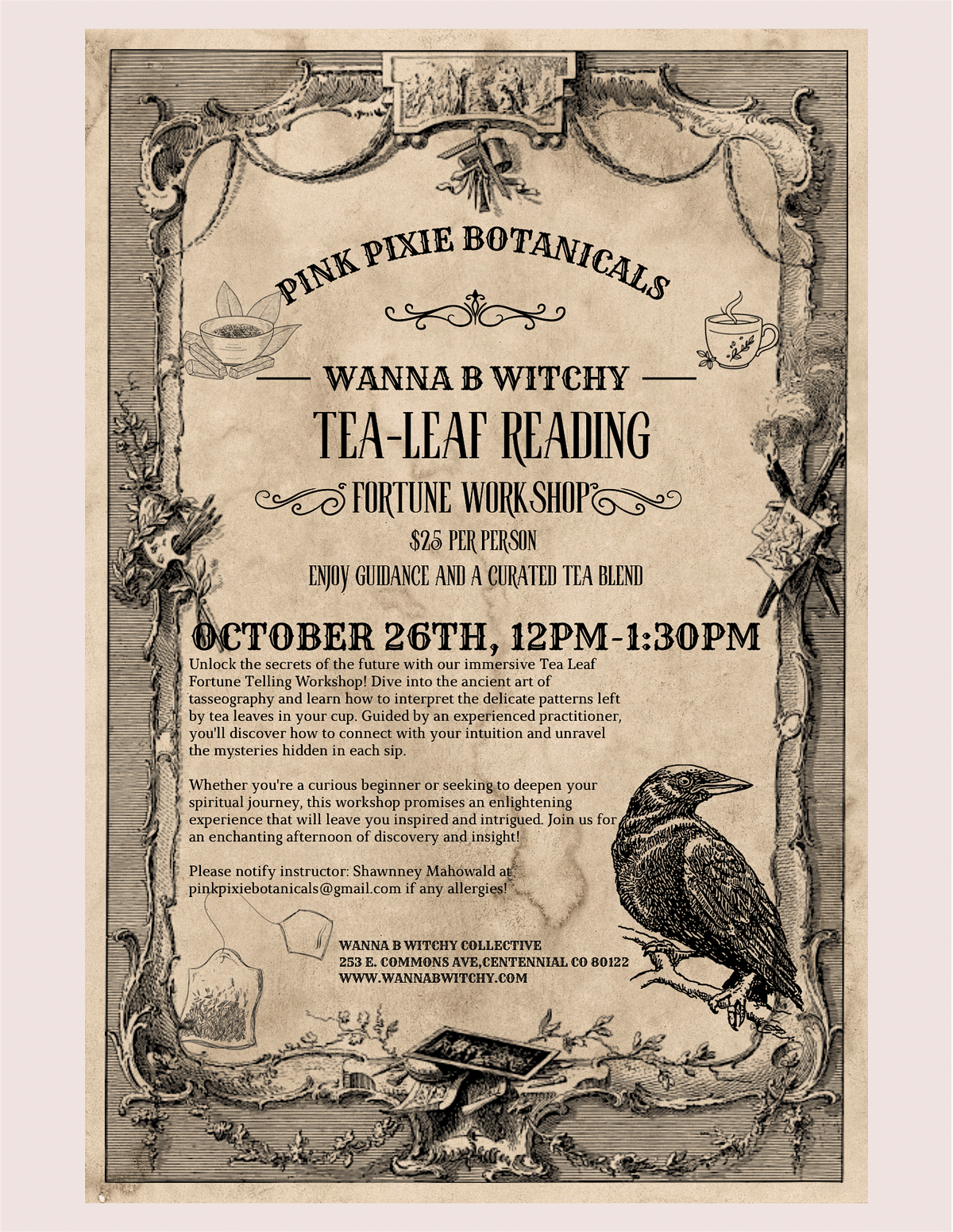 Tea Leaf Fortune Telling Workshop, 26 October | Event in Centennial | AllEvents