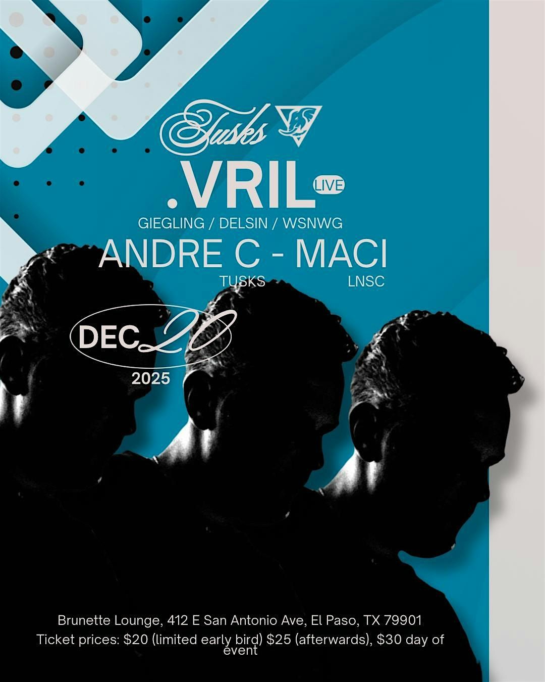 .VRIL [LIVE] (Giegling/Delsin/WSNWG), 20 December | Event in El Paso | AllEvents