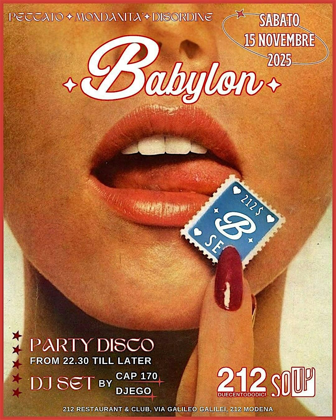 BABYLON x 212SOUP, 15 November | Event in Modena | AllEvents
