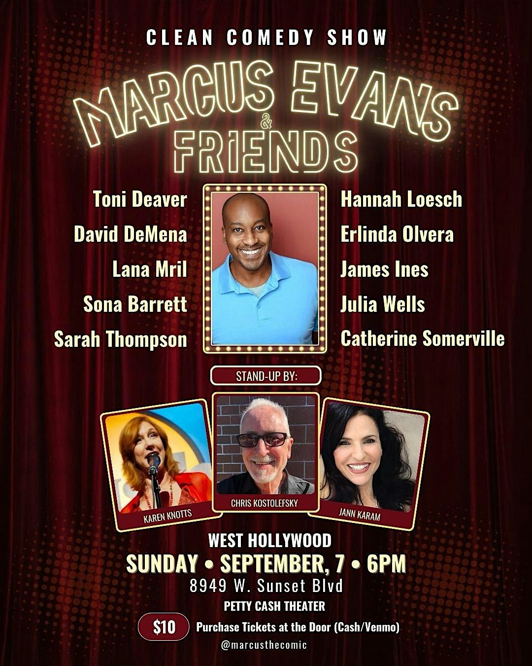 Marcus Evans & Friends!    Clean Comedy Show, 7 September | Event in West Hollywood | AllEvents