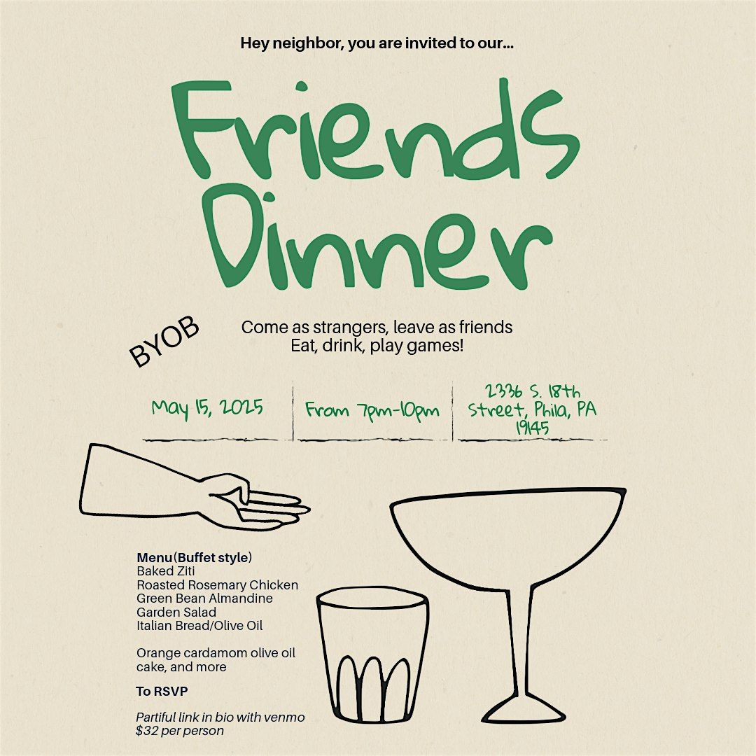 New Friends Dinner by Serenade Club, 15 May | Event in Philadelphia | AllEvents