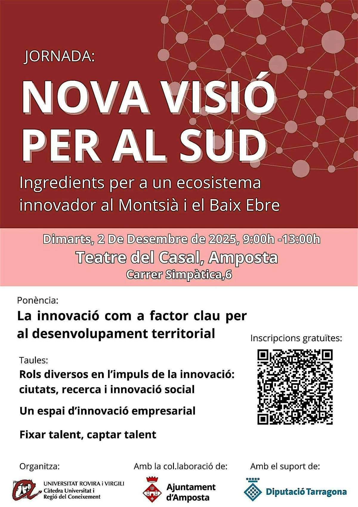 NOVA VISIÓ PER AL SUD: INGREDIENTS PER UN ECOSISTEMS INNOVADOR, 2 December | Event in Amposta | AllEvents