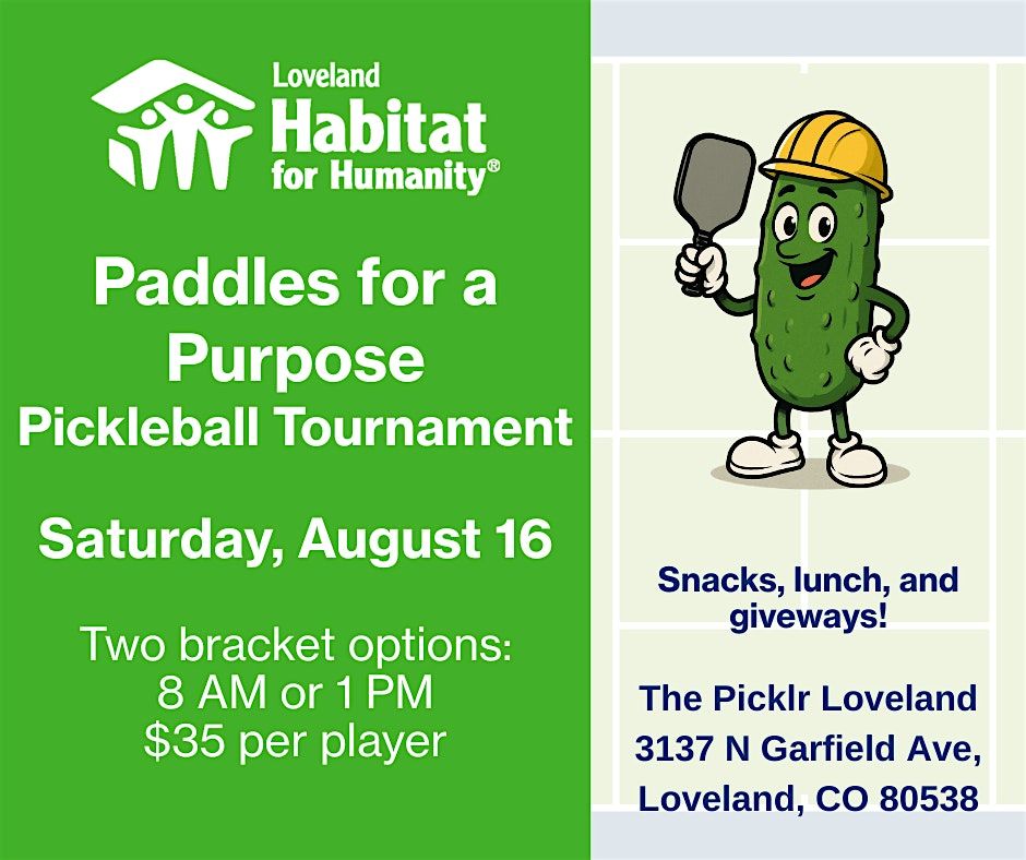 Paddles for a Purpose Pickleball Tournament, 16 August | Event in Loveland | AllEvents