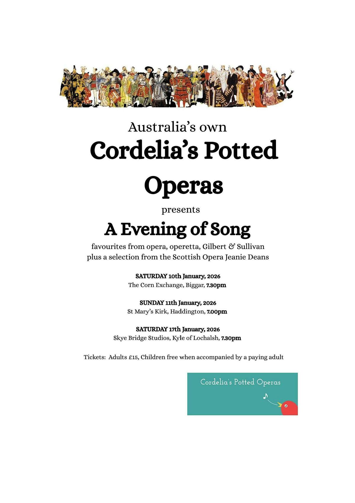 Australia's own Cordelia's Potted Operas presents an  Evening of Song, 17 January | Event in Kyle of Lochalsh