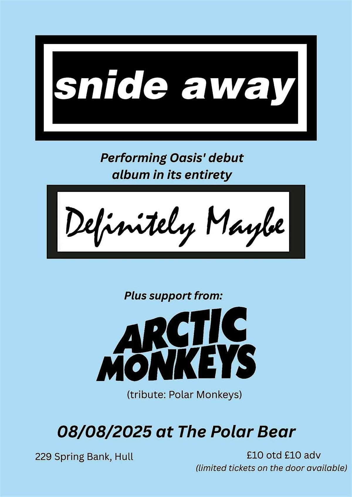Snide Away + Polar Monkeys, 8 August | Event in Kingston upon Hull | AllEvents