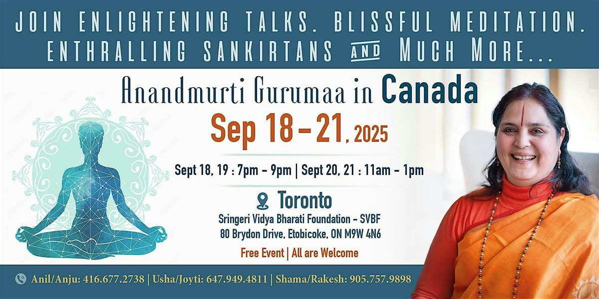 Enlightening Talks with Anandmurti Gurumaa in Toronto, Canada, 18 September | Event in Toronto | AllEvents