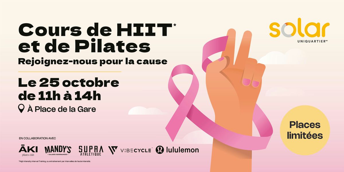 COURS DE HIIT* & PILATES POUR LA CAUSE, 25 October | Event in Brossard | AllEvents