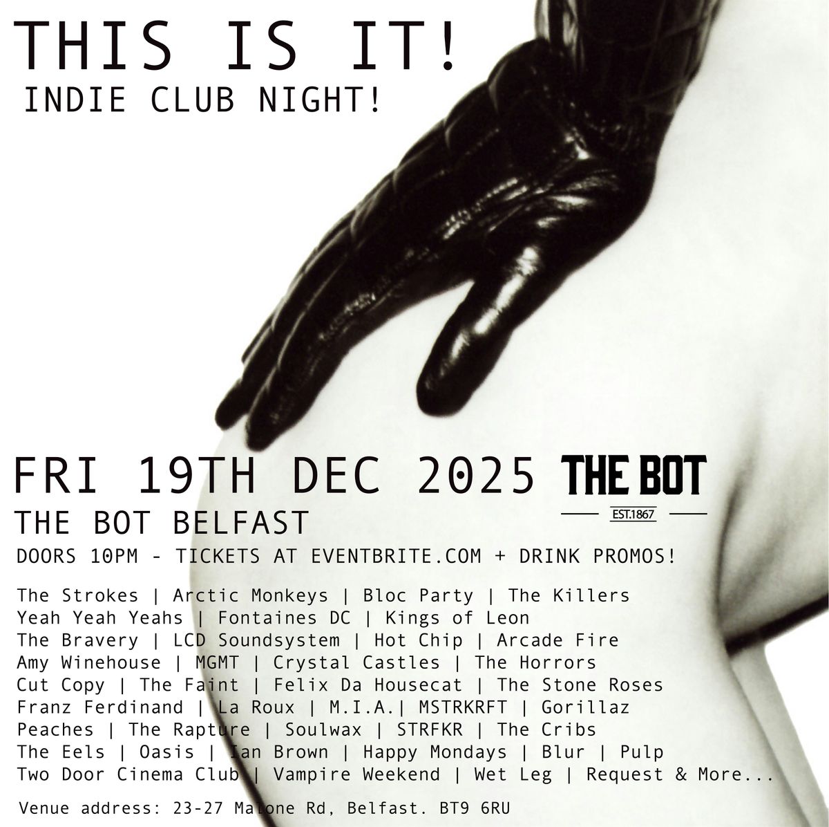 This Is It! Indie Night at The Bot Belfast 19/12/25, 19 December | Event in Belfast | AllEvents