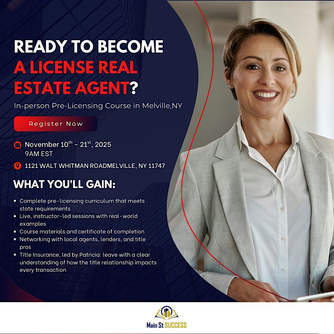 Pre Licensing Course at Consumer Direct Title, 10 November | Event in Melville | AllEvents