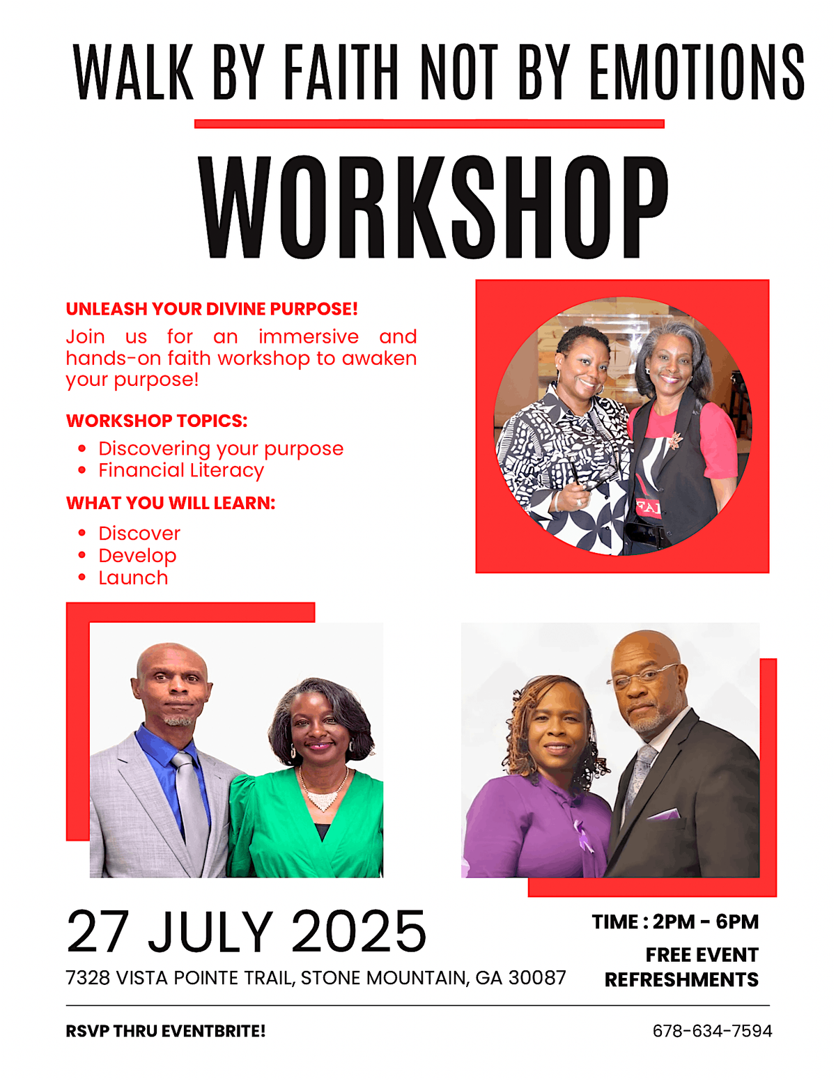 Walk By Faith Not By Emotions: Workshop, 27 July | Event in Stone Mountain | AllEvents