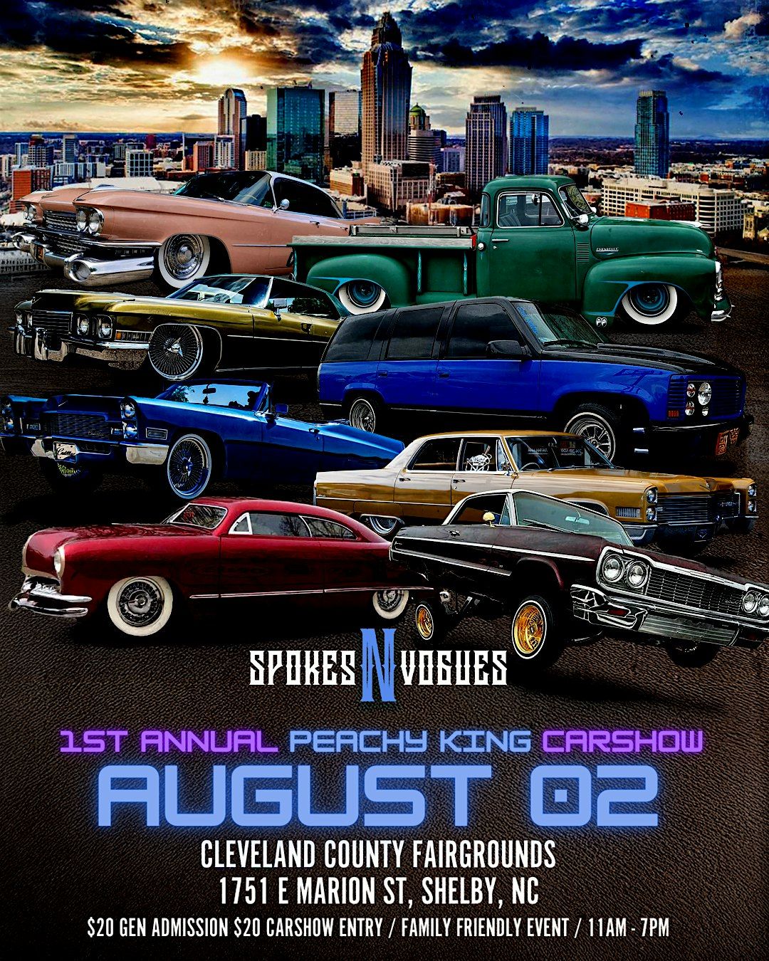 Inaugural Peachy King Carshow Powered by Spokes-N-Vogues, 2 August | Event in Shelby | AllEvents