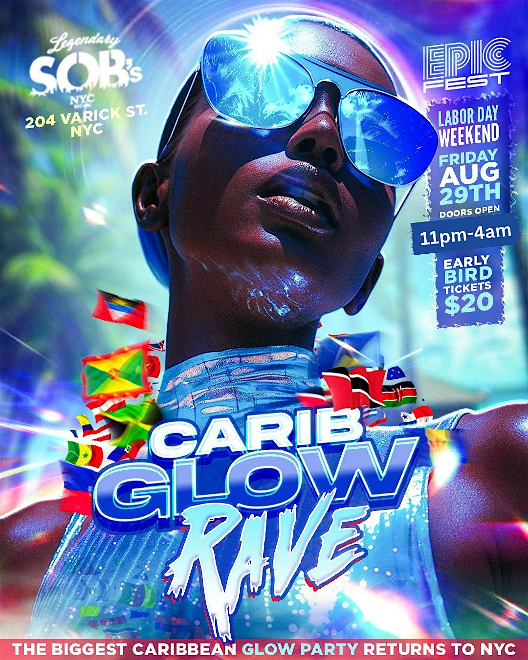 CARIB GLOW RAVE w/ Kevin Crown, 29 August | Event in New York | AllEvents