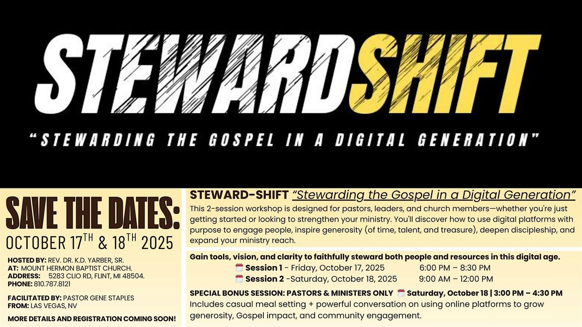 STEWARDSHIFT, 17 October | Event in Flint | AllEvents