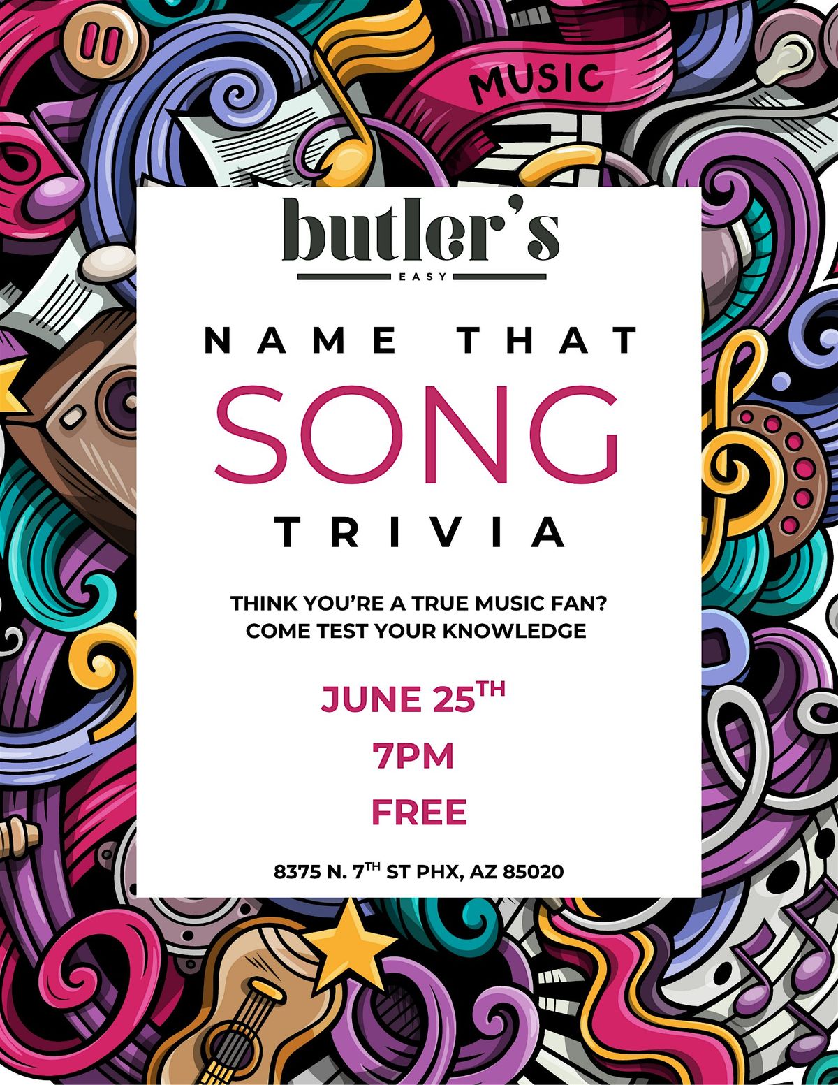Name that Song Trivia at Butler's Easy, 25 June | Event in Phoenix | AllEvents