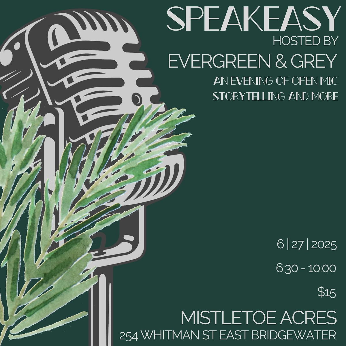 Speakeasy Hosted By Evergreen & Grey, 27 June | Event in East Bridgewater | AllEvents