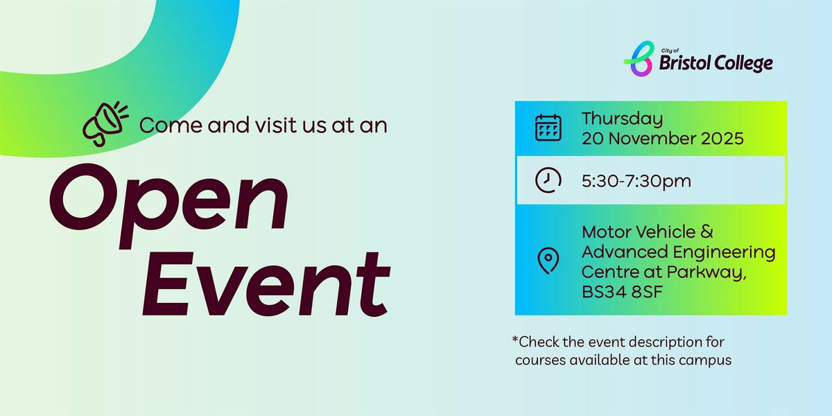 Open Event - Parkway, 20 November | Event in Stoke Gifford | AllEvents