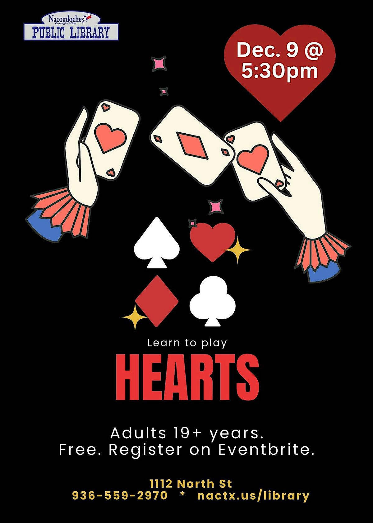 Family Game Night: Learn to Play Hearts | Event in Nacogdoches | AllEvents