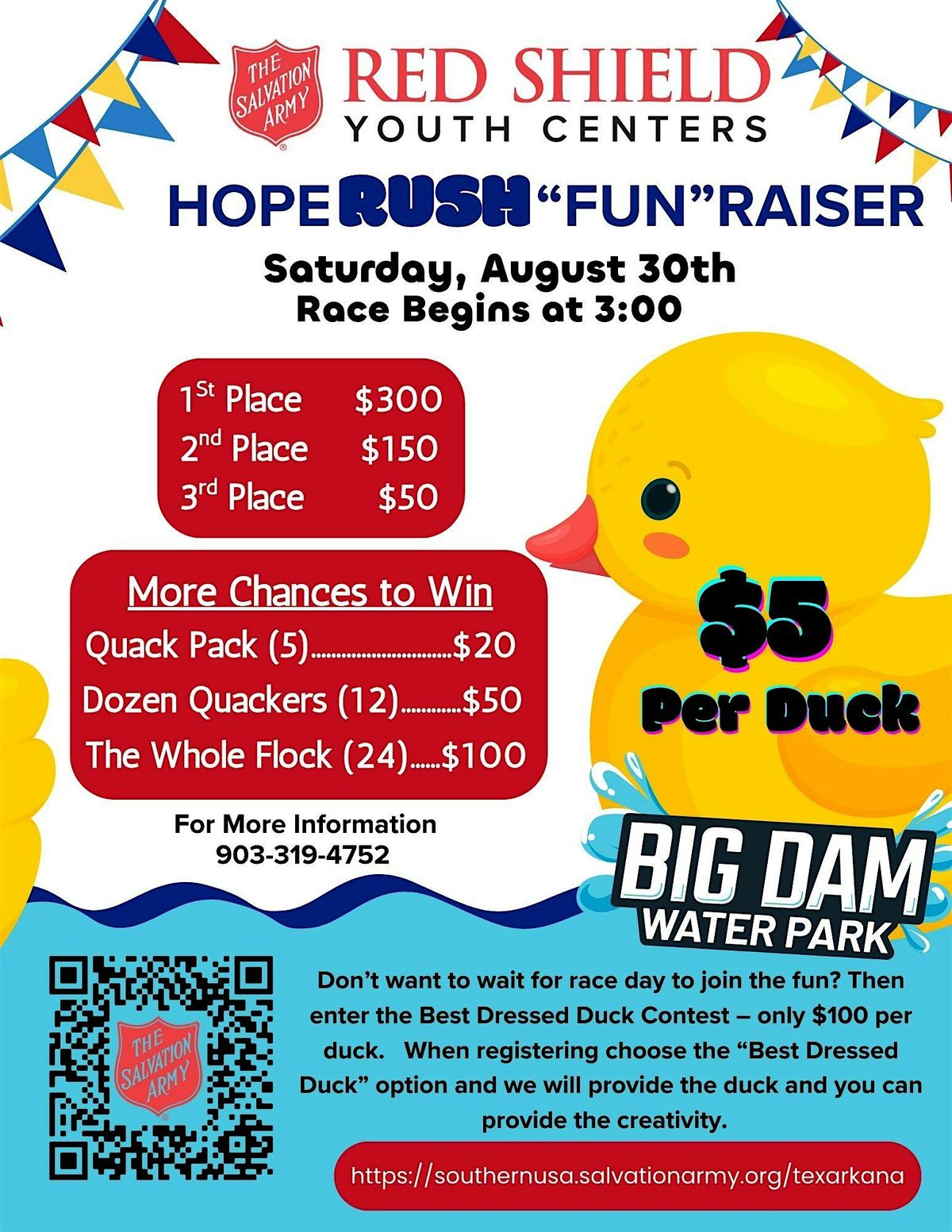 Hope Rush Duck Derby Race down the lazy river at Big Dam Waterpark, 30 August | Event in Texarkana | AllEvents
