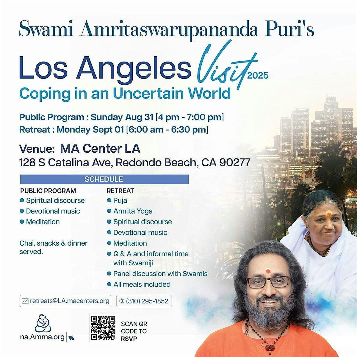 Retreat with Swami Amritaswarupananda Puri @MA Center LA, 31 August | Event in Redondo Beach | AllEvents
