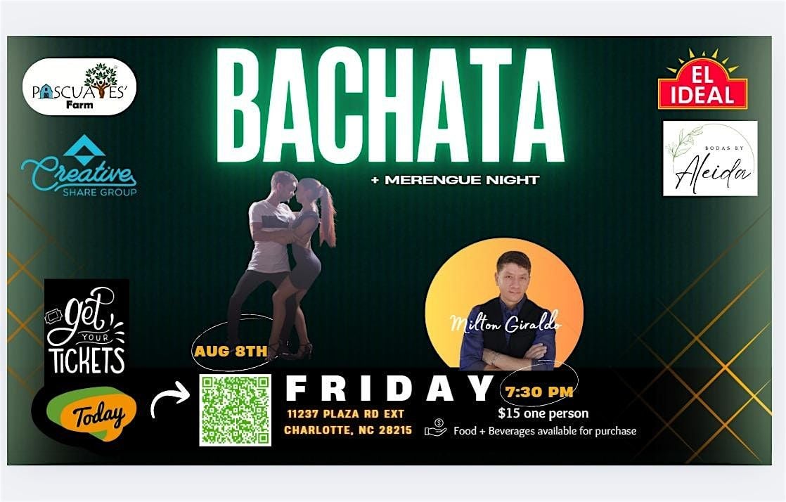 Bachata -Merengue Night with Milton Giraldo, 8 August | Event in Charlotte | AllEvents