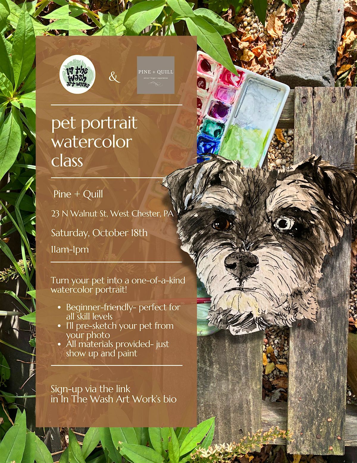 Watercolor Pet Portrait Class, 18 October | Event in West Chester | AllEvents