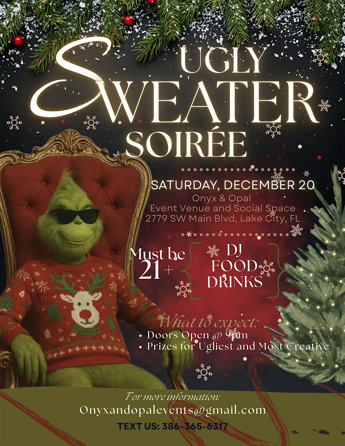 Ugly Sweater Soirée at Onyx & Opal Event & Social Space, 20 December | Event in Lake City | AllEvents