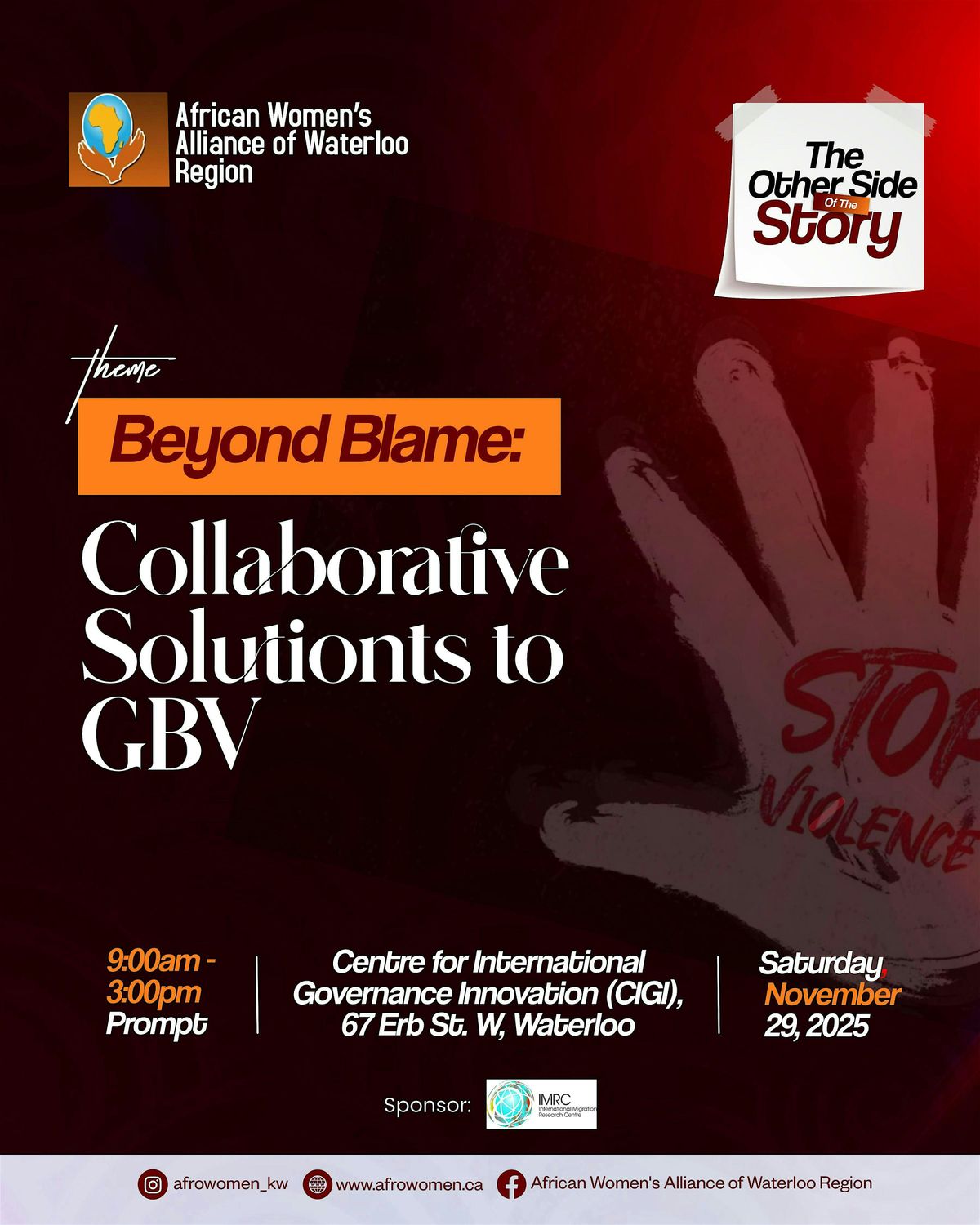 Beyond Blame: Collaborative Solutions to Gender Based Violence, 29 November | Event in Waterloo | AllEvents