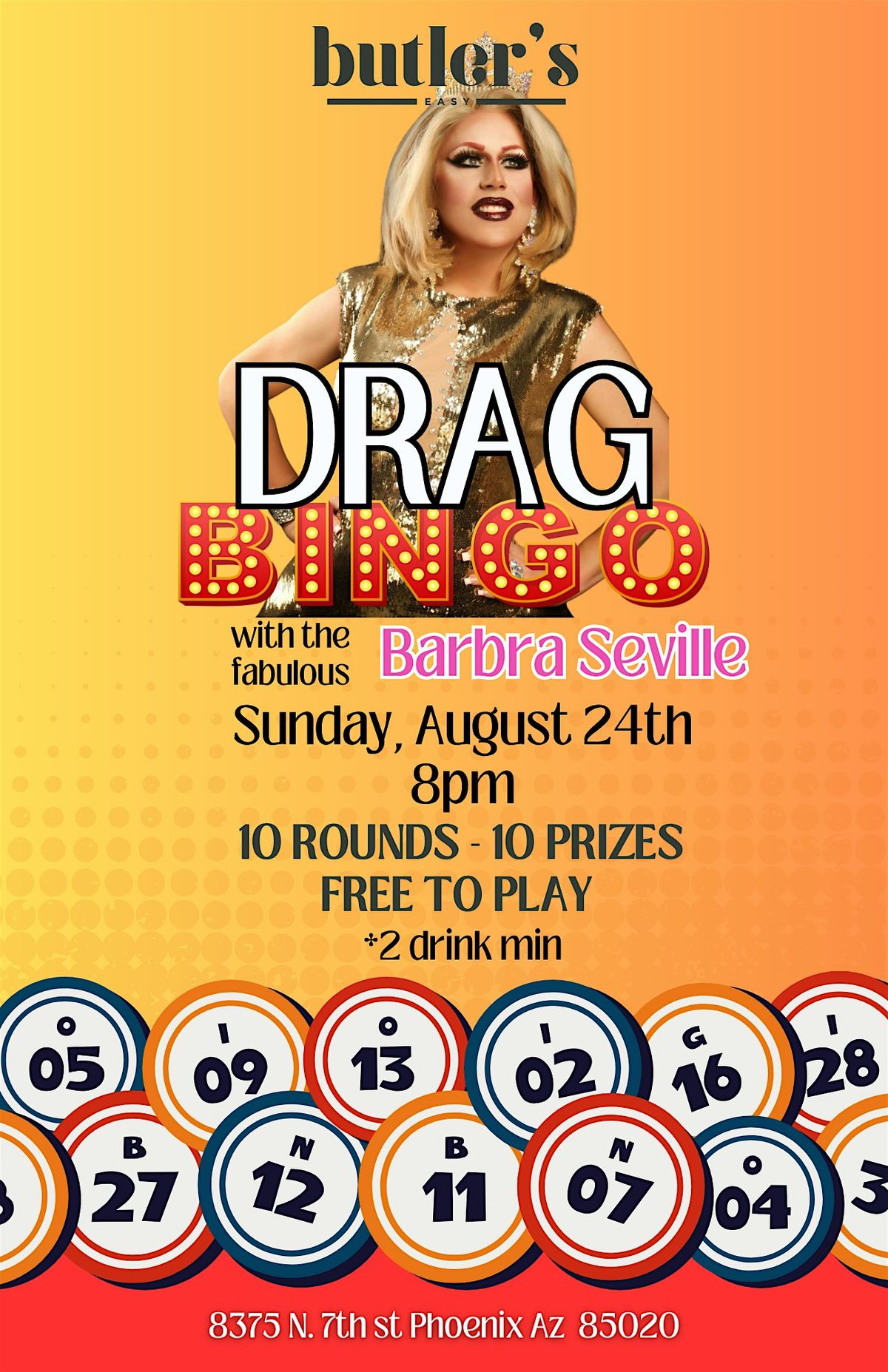 Drag Bingo with Barbra Seville at Butler's Easy!, 24 August | Event in Phoenix | AllEvents