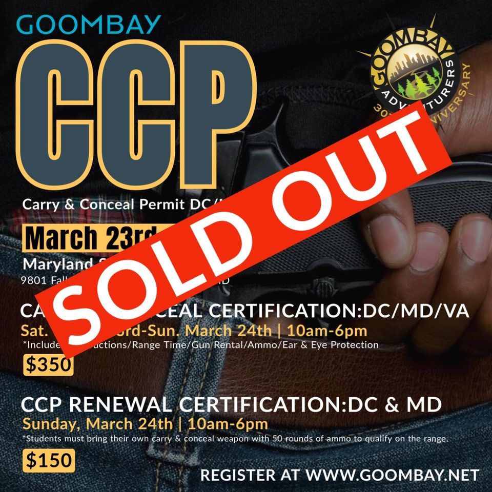 Carry & Conceal Permit Certification ClassMD/DC/VASOLD OUT, Maryland SmallArms Range, Andrews